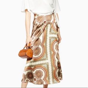 TopShop Printed Satin Skirt